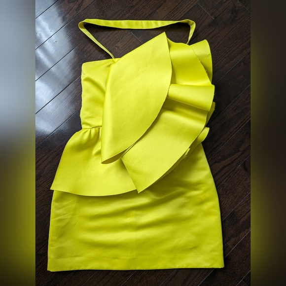 Zara Voluminous Mini Dress Limited Edition 3341/662 Size S Yellow - Picture 12 of 12